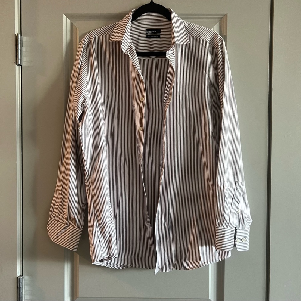 Bar III Carnaby Collection Slim Fit Striped Dress Shirt